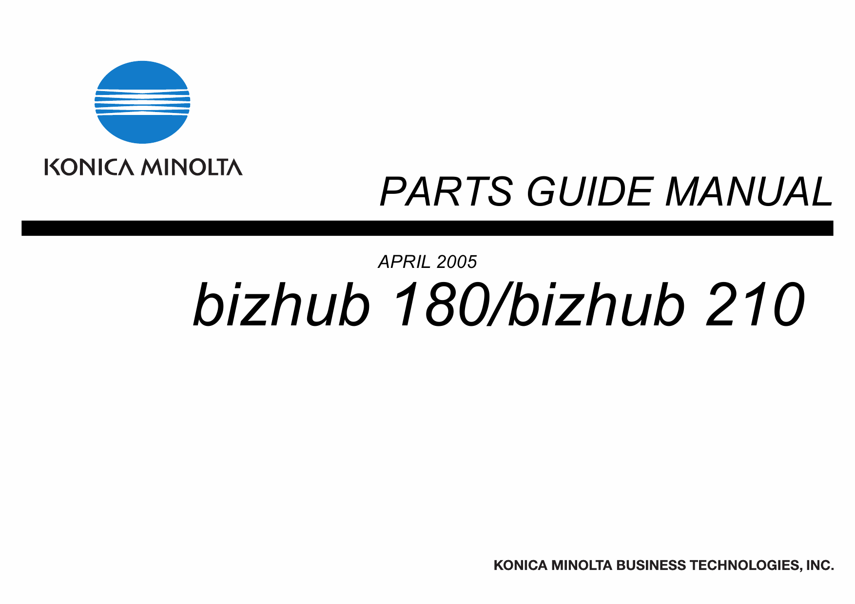 Konica-Minolta bizhub 180 210 Parts Manual-1